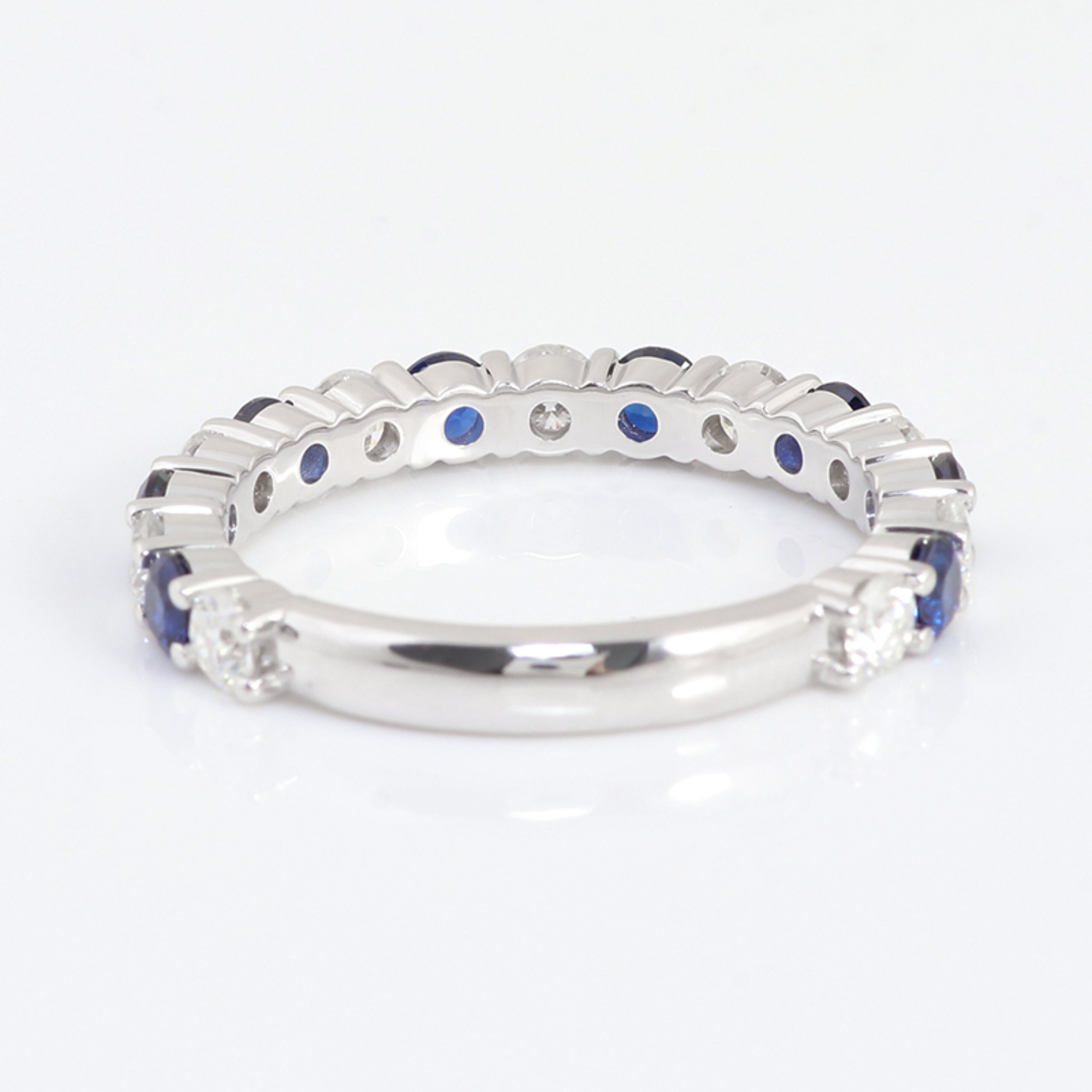 14K White gold Sapphire Wedding ring 3/4 eternity wedding | Etsy