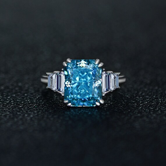 Aqua blue diamond ring clearance