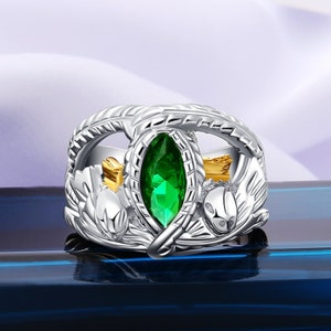 Mens Ring Sterling Silver Ring, Aragorn Rings of Barahir Ring Lord of Rings for Men Evil Eye Ring Minimalist Ring, Gift for Boyfriend