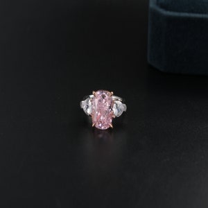 Pink Moissanite Engagement Ring, Unique Pink Diamond Wedding Ring for her, Pink Diamond Statement Ring, Anniversary Ring, Gift for her