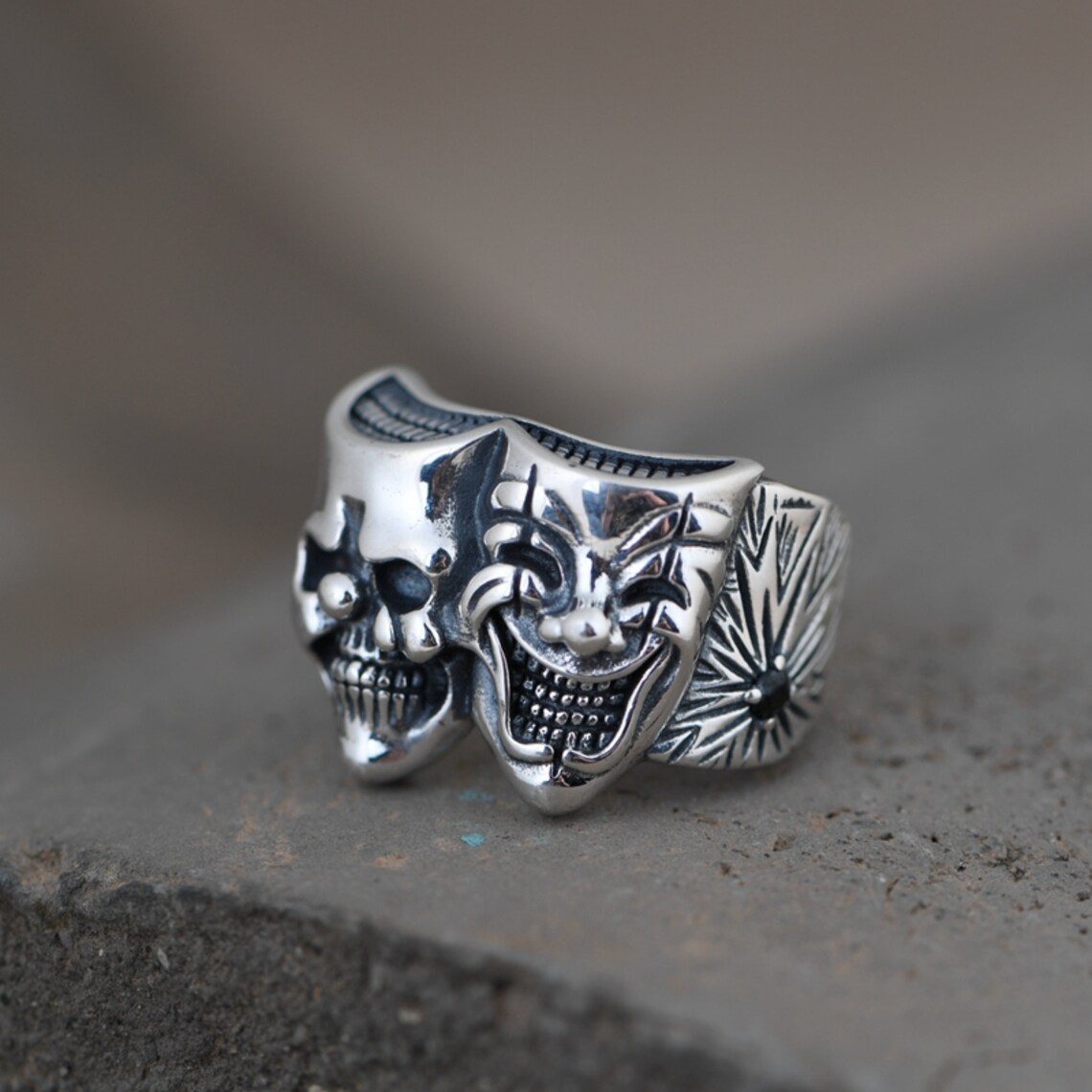 Joker Face Mens Ring Split face Vendetta Ring Devil Eye Mens Etsy