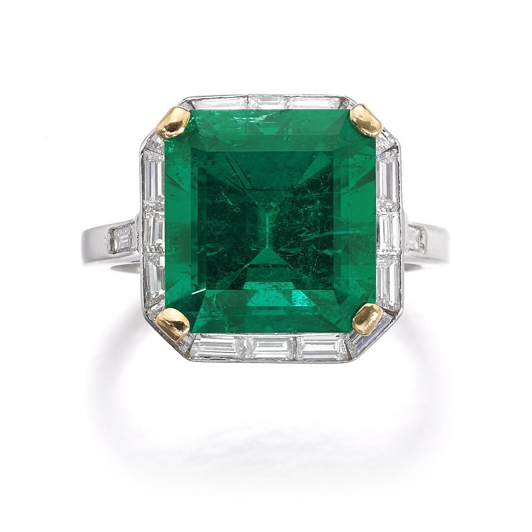 7 Carat Emerald Statement Ring Art Deco Natural Emerald - Etsy