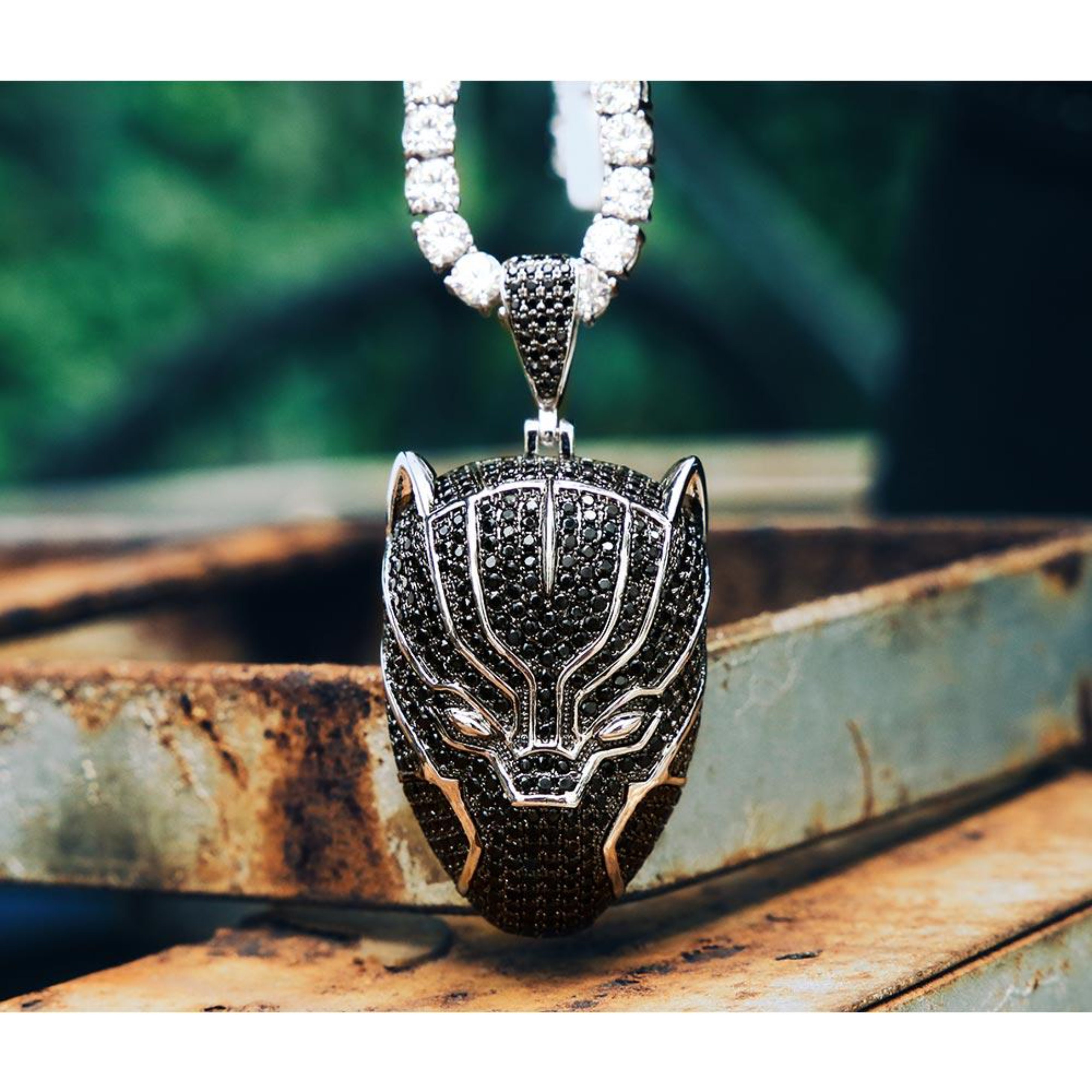 Black Panther Pendant Mens Necklace Diamond Cz Avenger hero | Etsy