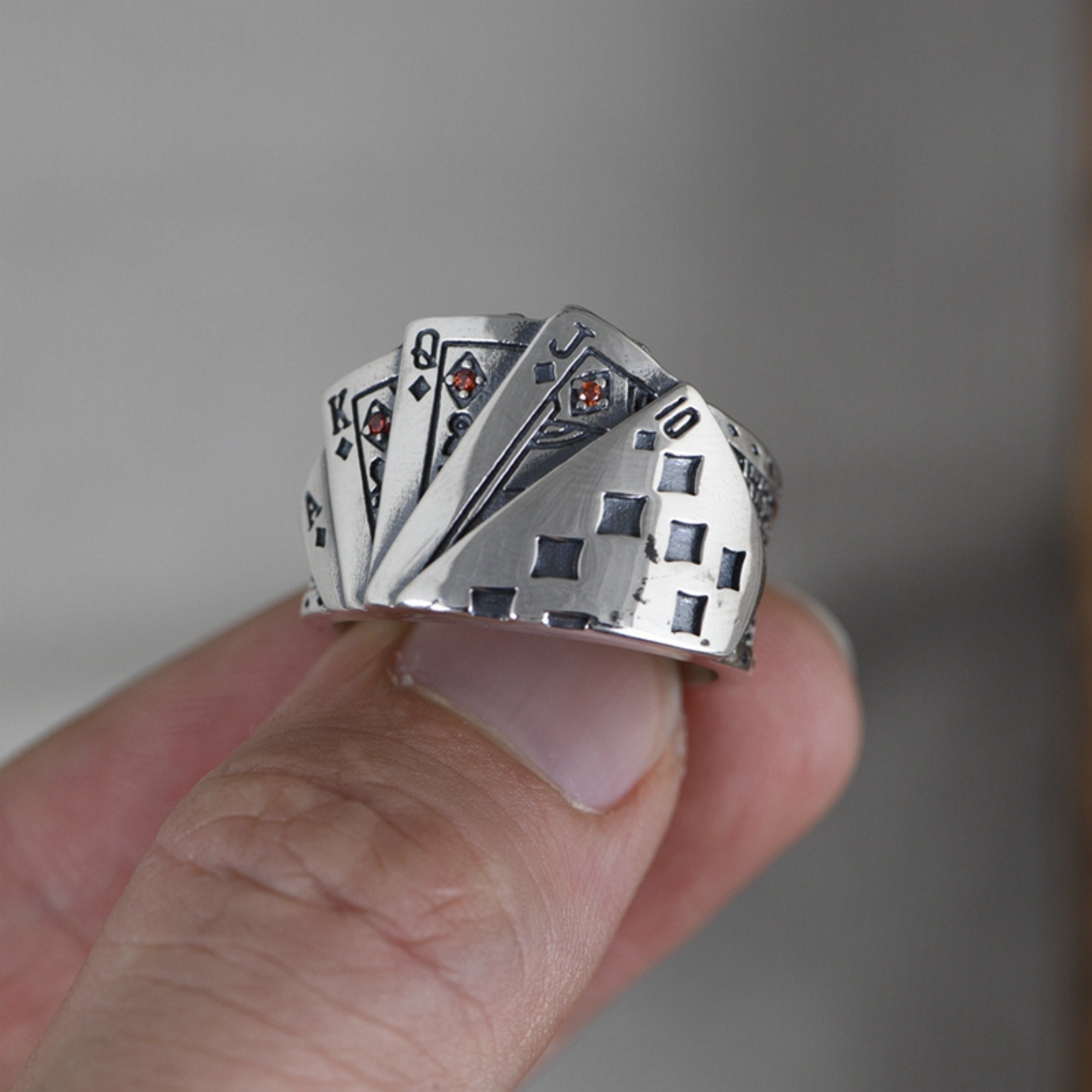 Classic Retro Poker Mens Index Finger Sterling Silver Ring Etsy