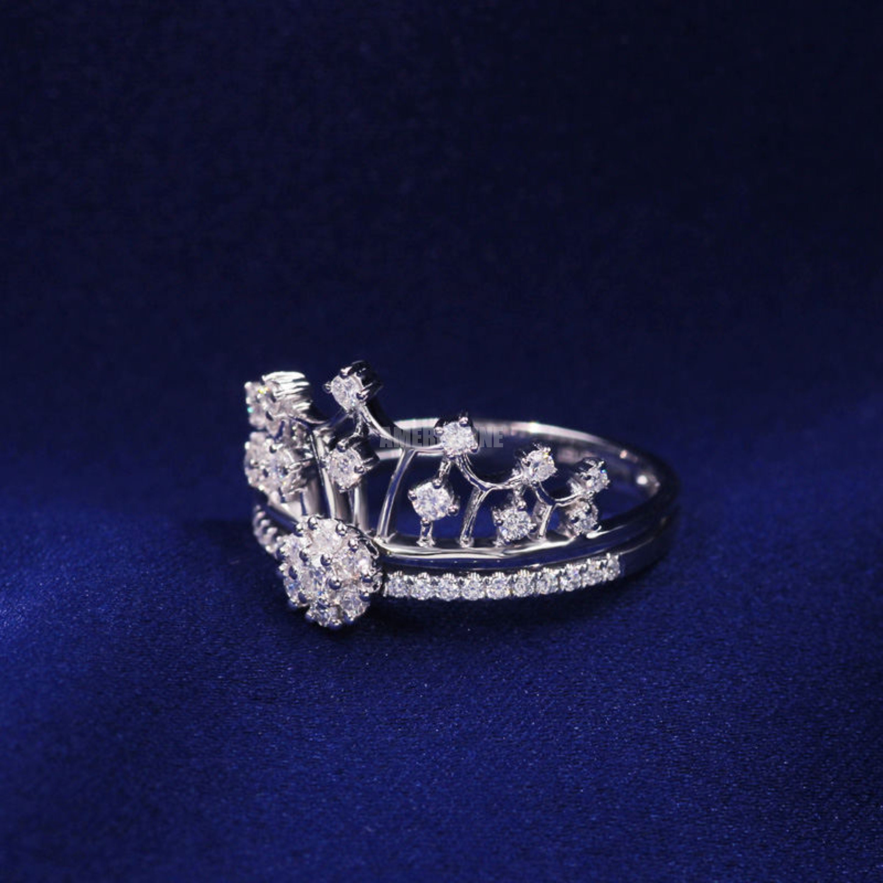 14K Gold Crown Multi Stone Statement Ring for Her Unique Etsy