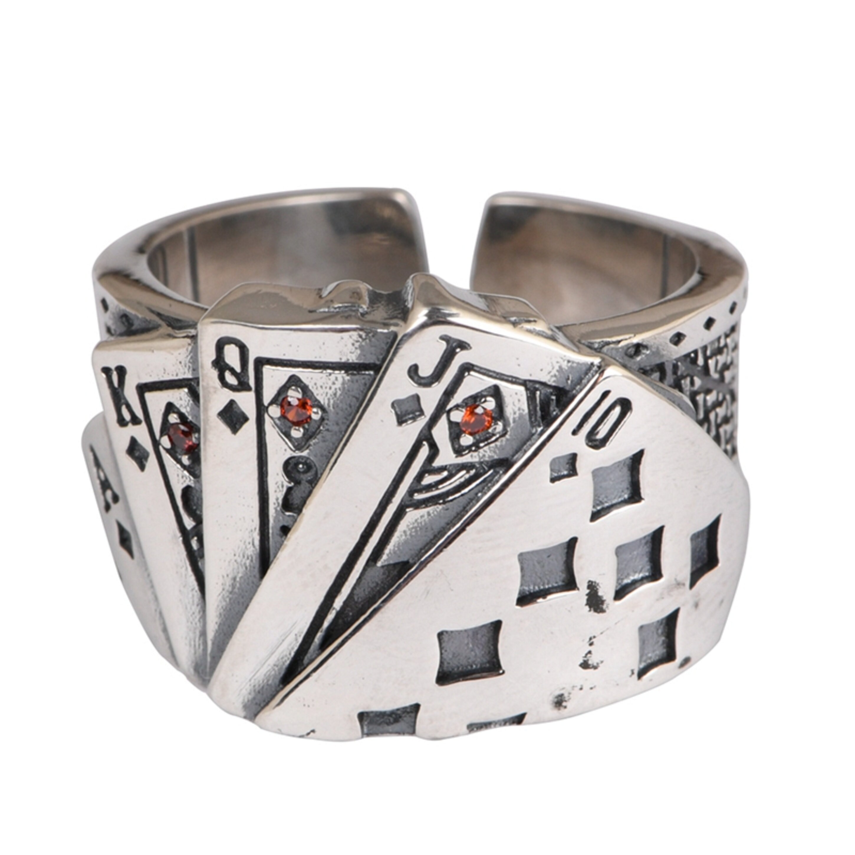 Classic Retro Poker Mens Index Finger Sterling Silver Ring Etsy