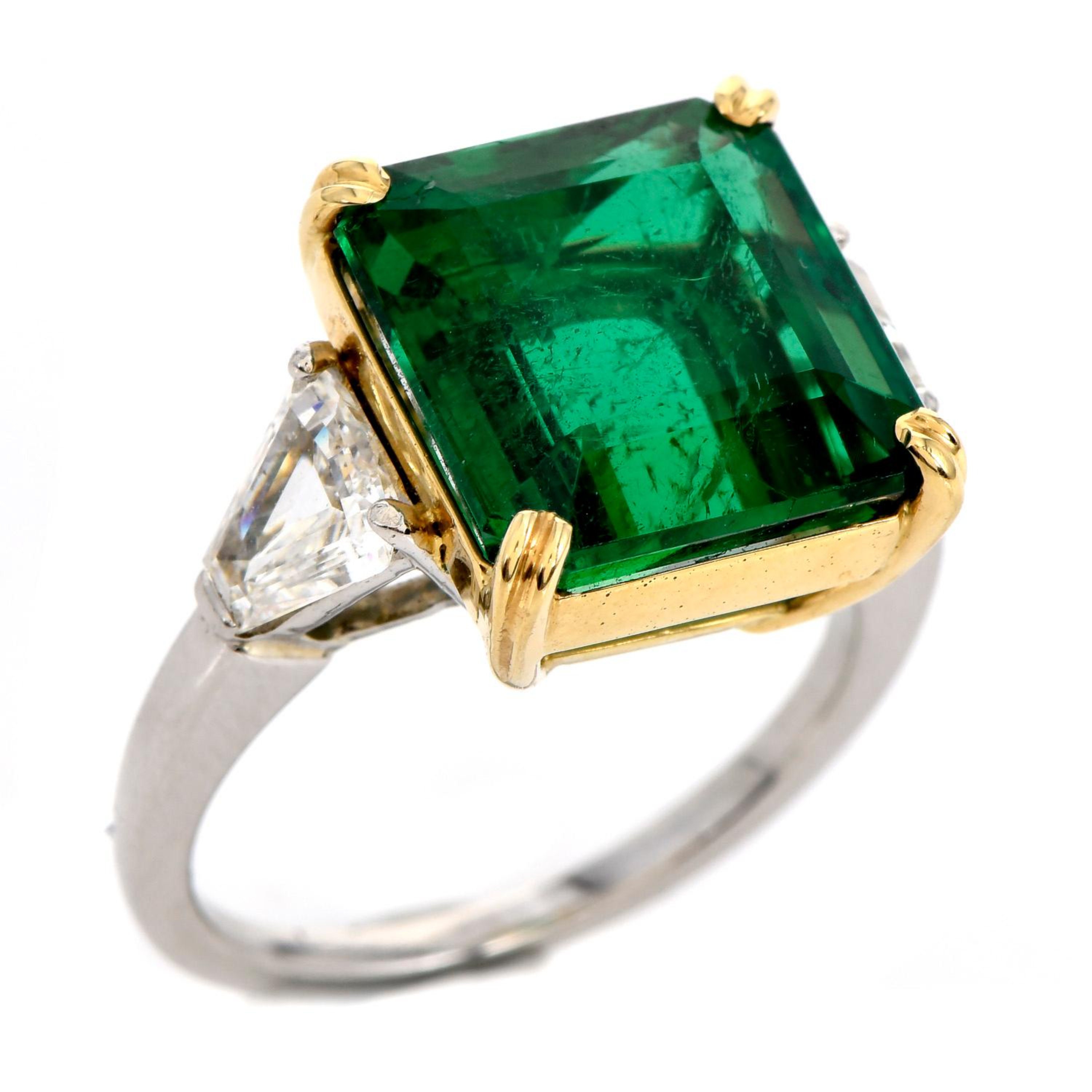 4 Carat Emerald and Diamond Engagement Ring Minimalist - Etsy