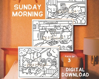 Dibujos para colorear de Bear y Bonnie, actividad para el domingo por la mañana (descarga digital)