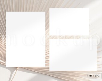 Neutrale uitnodiging voor- en achterkant | Mockup wenskaart | Mockup bruiloftuitnodiging | Mockup verjaardagskaart