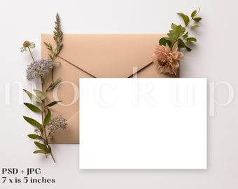 7 x 5 Floral Invitation Mockup | Save the Date Mockup | Wedding Invite Mockup | Baby Shower Mock