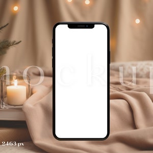 Digital Invitation Mockup with iPhone | Christmas E-Vite Mockup | Smartphone Mockup