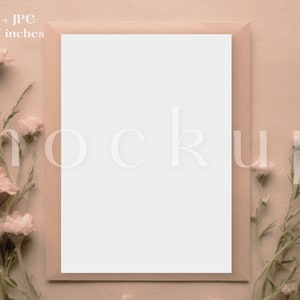 Maquete de convite floral 5 x 7 | Maquete de convite de casamento Boho | Salve a maquete do cartão de data | Simulação de chá de bebê