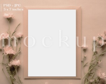 5 x 7 Floral Invitation Mockup | Boho Wedding Invite Mockup | Save The Date Card Mockup | Baby Shower Mock