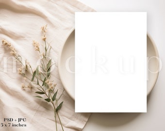 5 x 7 Neutral Invitation Mockup | Greeting Card Mockup | Wedding Invite Mockup | Birthday Card Mockup