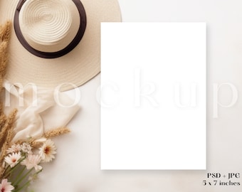 5 x 7 Neutral Invitation Mockup | Greeting Card Mockup | Wedding Invite Mockup | Birthday Card Mockup