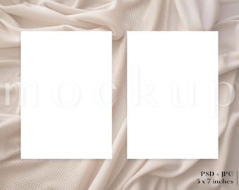 5 x 7 neutrale uitnodiging voor- en achterkant | Mockup wenskaart | Mockup bruiloftuitnodiging | Mockup verjaardagskaart