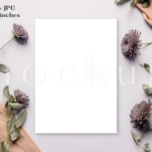 Maquete de convite floral 5 x 7 | Maquete de convite de casamento Boho | Salve a maquete do cartão de data | Simulação de chá de bebê