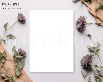 5 x 7 Floral Invitation Mockup | Boho Wedding Invite Mockup | Save The Date Card Mockup | Baby Shower Mock