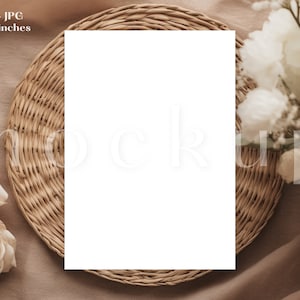 Maquete de convite floral 5 x 7 | Maquete de convite de casamento Boho | Salve a maquete do cartão de data | Simulação de chá de bebê