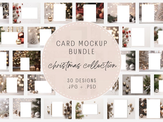 Christmas Card Mockup Bundle | Holiday Mockups | Winter Party Invite Mockup Bundle