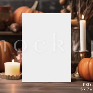 Maquette de carte d'Halloween 5 x 7 | Maquette de carte citrouille d'automne | Maquette d'invitation à une fête d'Halloween