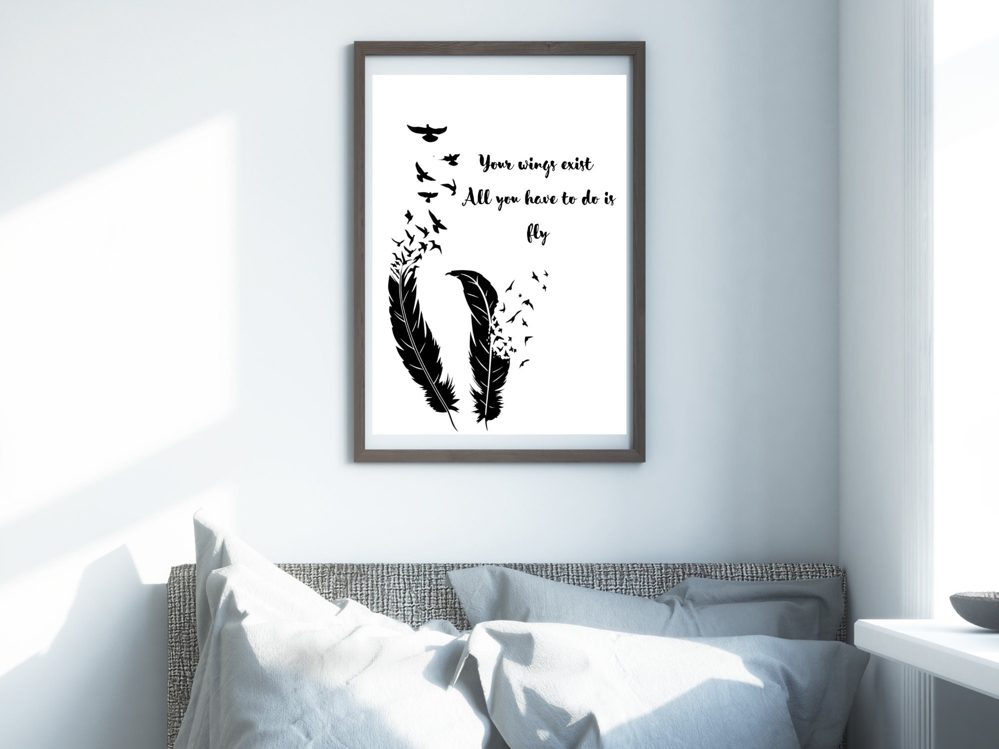 Inspirierender Spruch Feder Digitaldruck Etsy.de