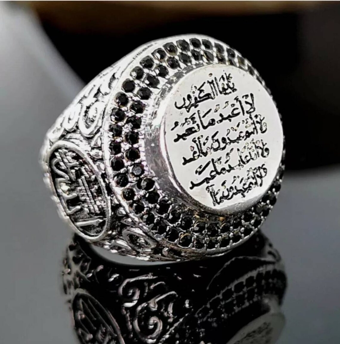Eejart The Muslim Allah Shahada One Stainless Steel Ring For Women Men Islam Arabic God Messager Black