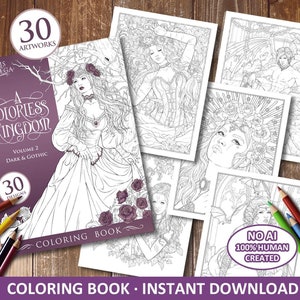 Libro para colorear PDF | A colorless Kingdom Vol 2 - Oscuro y gótico | 30 imágenes