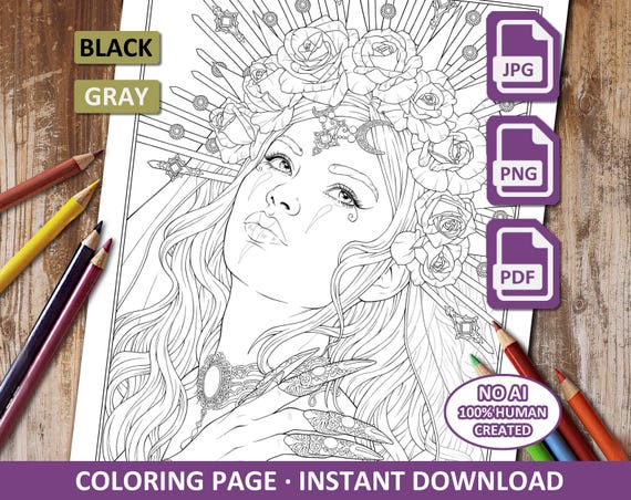 Gothic coloring page - Grim bride - Printable download