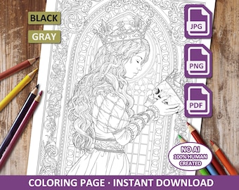 Fantasy coloring page - The legacy in our hands - Printable download
