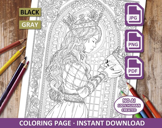 Fantasy coloring page - The legacy in our hands - Printable download