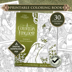 Libro da colorare fantasy / Un regno incolore Vol. 3 / 30 immagini dettagliate disegnate a mano / Stampabile - Download PDF