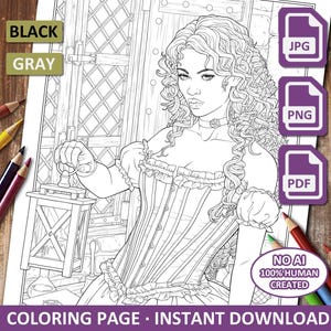 Gothic coloring page - The witch&#39;s hut - Printable download