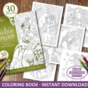 Coloring Book PDF | A Colorless Kingdom Vol. 3 - Light & Shadow | 30 images