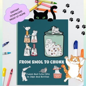 Funny Cat Coloring Book PDF Kids Colouring Sheets Printable Cute Cats Coloring Pages for Adults Digital Download Unique Gift for Cat Lover