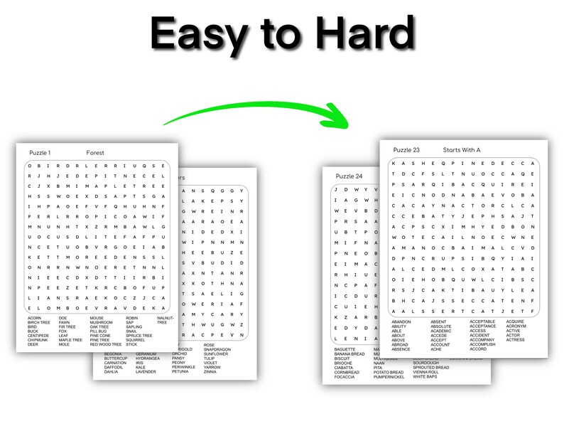 Word Search Printable, 50 Large Print Word Search Puzzles for Adults ...