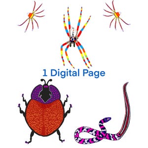 Halloween Candy Spiders Dancing Ghost Beatle Snake Digital Download Paper For Your Junk Journals Signature Pages Collage Art Paper Crafting