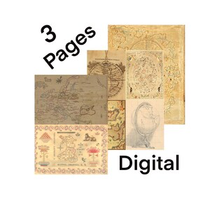 Maps Ephemera Vintage Antique Printable Digital Paper Letter Sized For Junk Journals Collage Collection #2