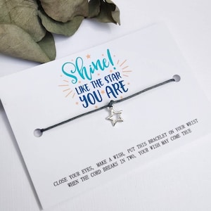 Regalo de fin de año para estudiantes, tarjeta de pulsera con deseos escolares de la clase de 2024, regalo para alumnos, estudiantes, regalo de felicitación universitaria, brilla como una estrella