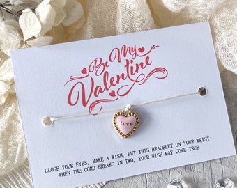 Regalo del Día de San Valentín Wish Bracelet - regalo para esposa, esposo, novia, novio prometido. Te amo pulsera de encanto