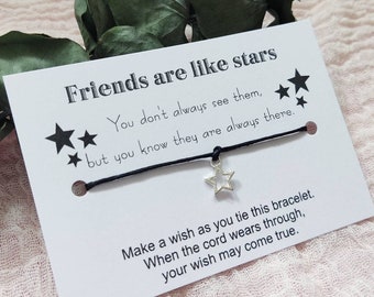 Friendship Gift wish bracelet, Friends are like stars gift, A hug from me to you , CHRISTMAS STOCKING FILLER Gift
