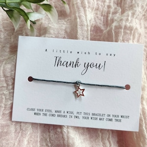 Regalo de agradecimiento, recuerdo, pulsera de deseos de agradecimiento, pulsera de dijes de plata, gratitud, regalo de bien hecho para él, ella, alumnos Navidad