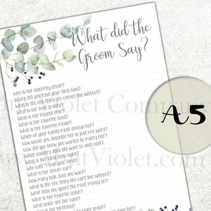 Qu'est-ce que le marié a dit EVJF, M. ou Mme, Préférerait-elle, Devinez la robe, Accessoires de fête, EVJF chic avec eucalyptus