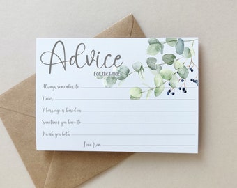 Advice To The Bride Hen Party Games Cards Hen Party Accessories Keepsake Gift  Hen Party Gift Bride To Be, classy Eucalyptus