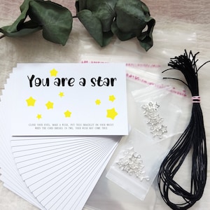 Kit de bricolaje, regalo para egresados del colegio 2024, tarjeta con pulsera de los deseos, eres una estrella, estudiantes, universidad, regalo de felicitación de la universidad, regalo de equipo de trabajo