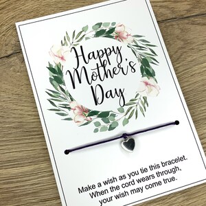 Deseos para el Día de la Madre, Regalo para el Día de la Madre, Pulsera para el Día de la Madre, Pulsera para Mamá, Regalo para Mamá, Regalo para el Día de la Madre, Tarjeta de Regalo para Mamá