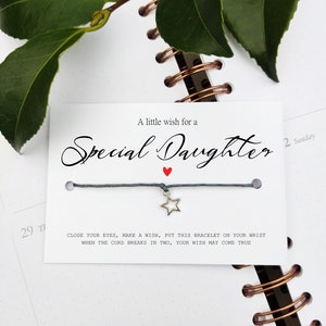 Pulsera de deseos especial para hija, un deseo para el Día de la Madre, regalo para el Día de la Madre, tarjeta de regalo para mamá, mamá, abuela, abuela, pulsera de deseos