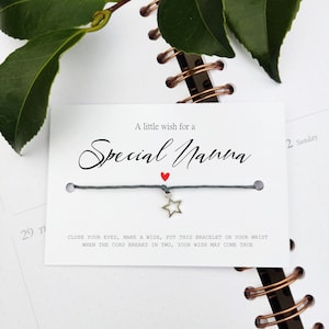Pulsera de deseos especial para Nanna, un deseo para el Día de la Madre, regalo para el Día de la Madre, mamá, mamá, Nan, tarjeta de regalo para Nanna, pulsera de deseos