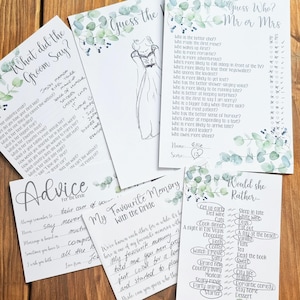 Hen do party card Games: Bridal shower decoration bag filler cards classy floral design immagine 4