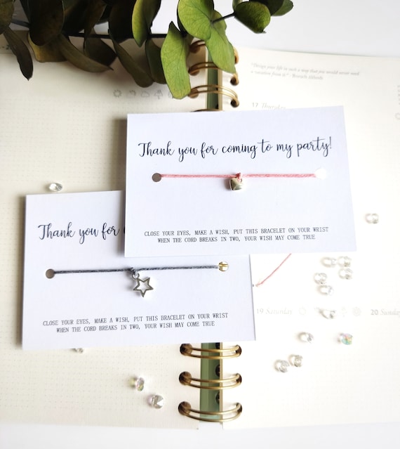 Thank you for coming to my Party Bag Fillers: Birthday wish Bracelet, Personalised gift